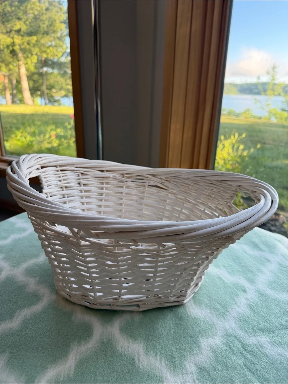 White Wicker Basket - Asymmetrical shape like NEW